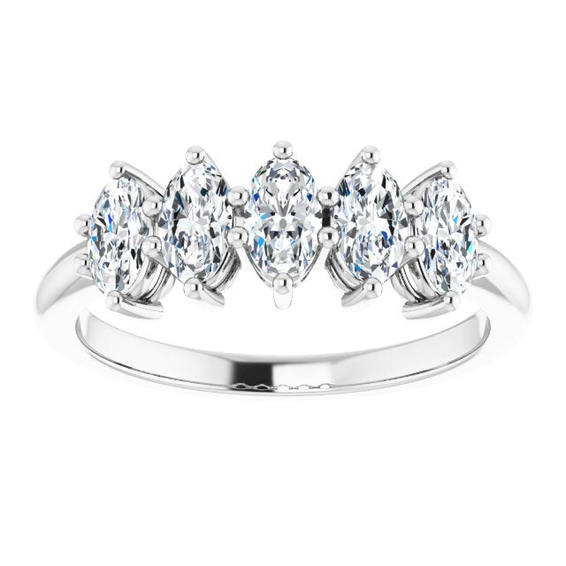 1.25 ct. Oval Diamond Wedding Band 5 Stone Anniversary Ring-VIRABYANI