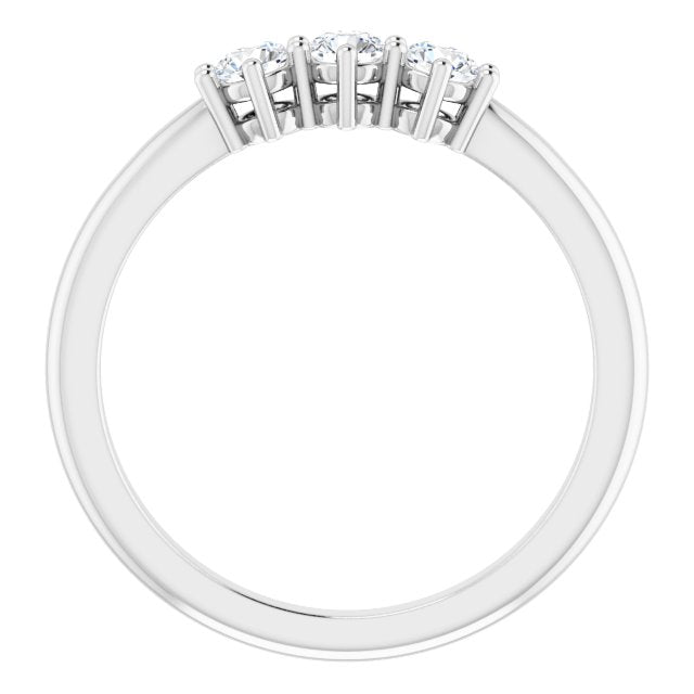 Round Diamond Three Stone Wedding Band-VIRABYANI