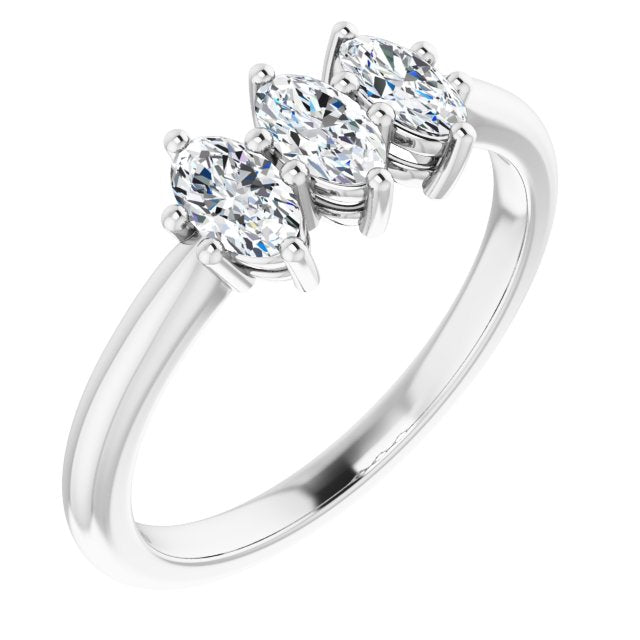 0.75 ct. Oval Diamond Wedding Band 3 Stone Anniversary Ring-VIRABYANI