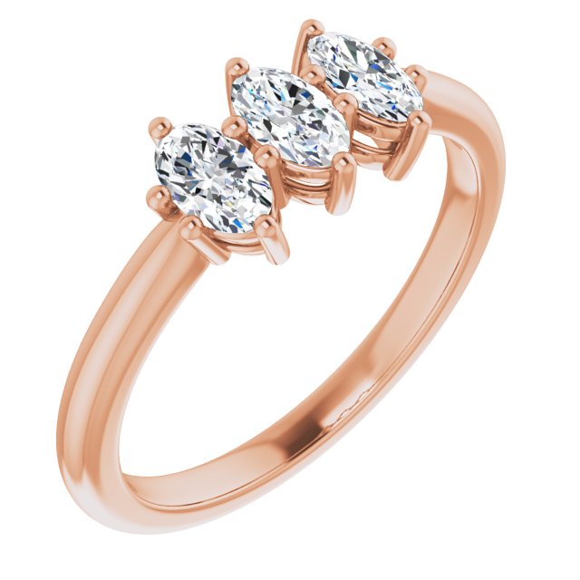 0.75 ct. Oval Diamond Wedding Band 3 Stone Anniversary Ring-VIRABYANI