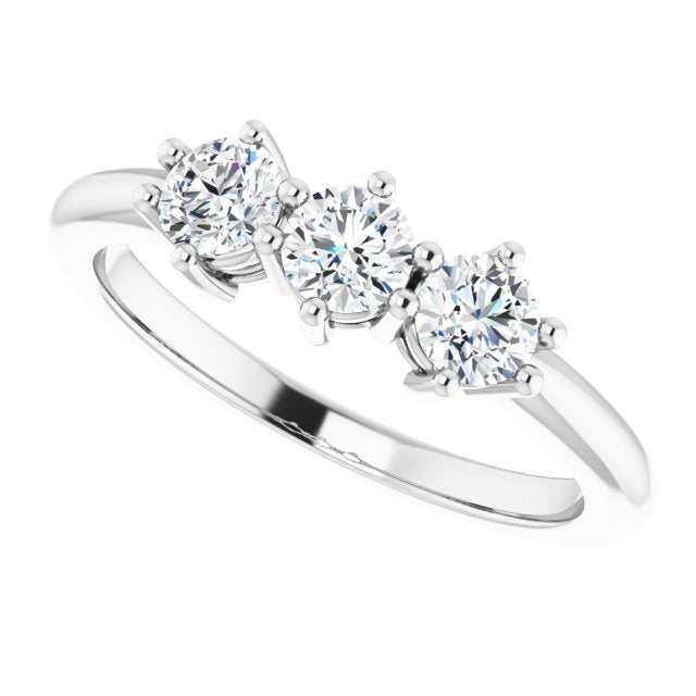 0.75 ct. Round Diamond Wedding Band Three Stone Anniversary Ring-VIRABYANI