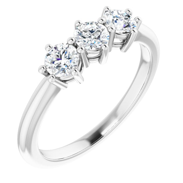 0.75 ct. Round Diamond Wedding Band Three Stone Anniversary Ring-VIRABYANI