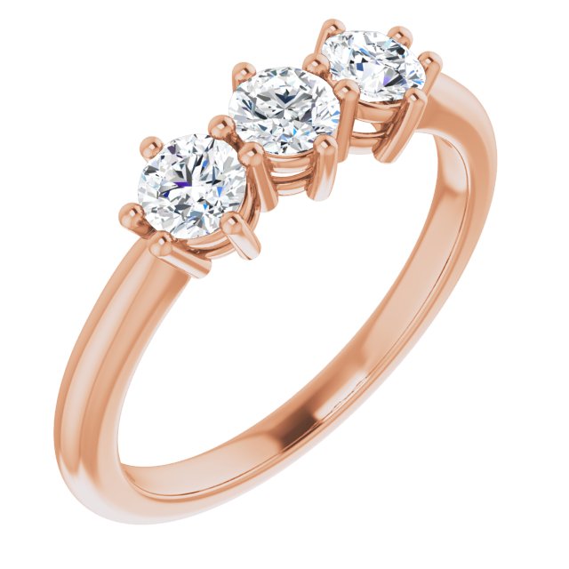 0.75 ct. Round Diamond Wedding Band Three Stone Anniversary Ring-VIRABYANI