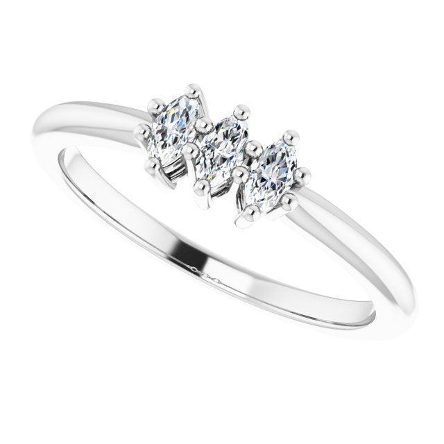 0.30 ct. Marquise Diamond 3 Stone Wedding Band-in 14K/18K White, Yellow, Rose Gold and Platinum - Christmas Jewelry Gift -VIRABYANI