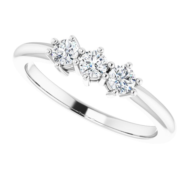 Round Diamond Three Stone Wedding Band-VIRABYANI