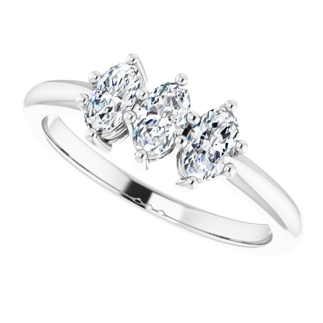 0.63 ct. Oval Cut Diamond 3 Stone Wedding Band-in 14K/18K White, Yellow, Rose Gold and Platinum - Christmas Jewelry Gift -VIRABYANI