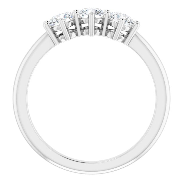 0.75 ct. Round Diamond Wedding Band Three Stone Anniversary Ring-VIRABYANI