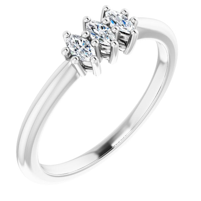 0.30 ct. Marquise Diamond 3 Stone Wedding Band-VIRABYANI