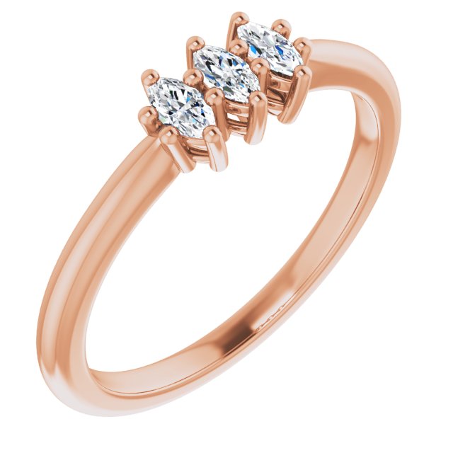 0.30 ct. Marquise Diamond 3 Stone Wedding Band-VIRABYANI