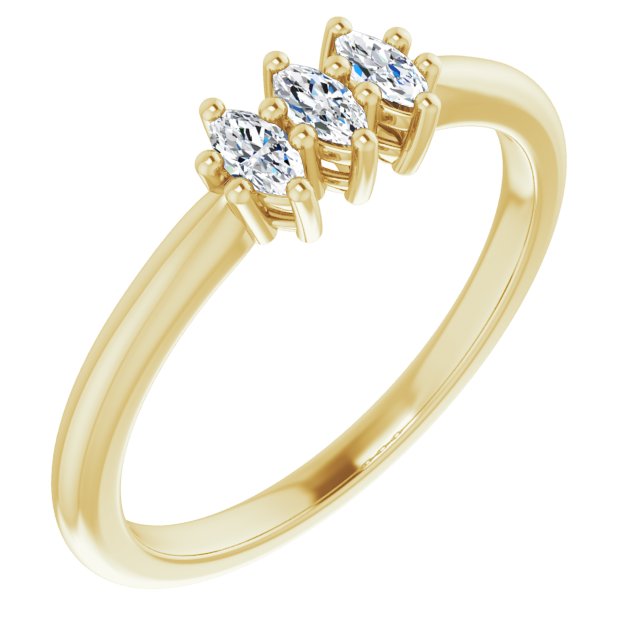 0.30 ct. Marquise Diamond 3 Stone Wedding Band-VIRABYANI
