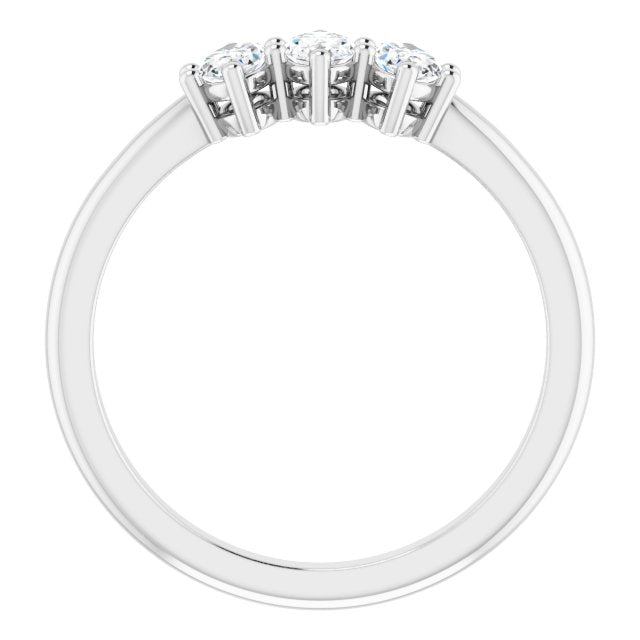 0.75 ct. Oval Diamond Three Stone Band Shared Six Prong-in 14K/18K White, Yellow, Rose Gold and Platinum - Christmas Jewelry Gift -VIRABYANI