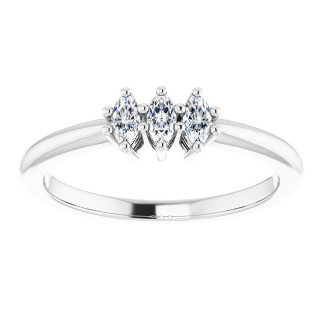 0.30 ct. Marquise Diamond 3 Stone Wedding Band-VIRABYANI