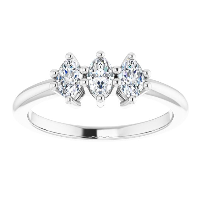 0.60 ct. Marquise Diamond Wedding Band 3 Stone Anniversary Ring-VIRABYANI