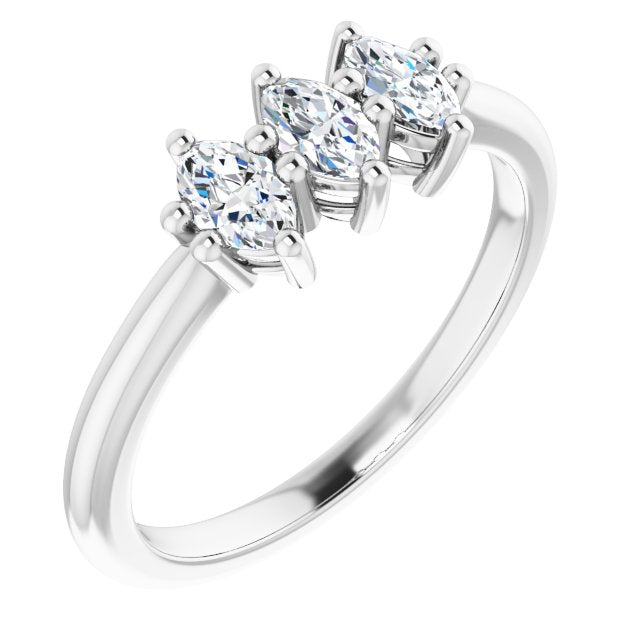 0.60 ct. Marquise Diamond Wedding Band 3 Stone Anniversary Ring-VIRABYANI