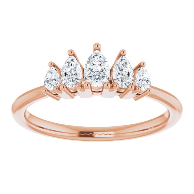 0.83 ct. Pear Cut Diamond Wedding Band 5 Stone Anniversary Ring-VIRABYANI