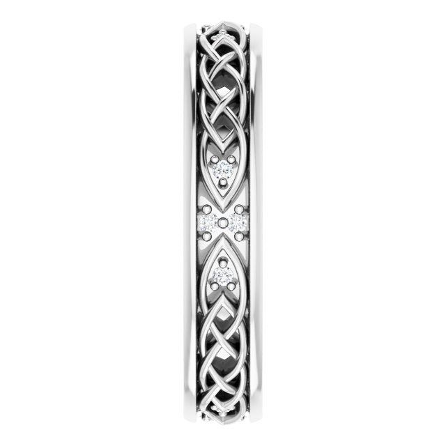 Hand Carved Art Deco Style Diamond Eternity Band-in 14K/18K White, Yellow, Rose Gold and Platinum - Christmas Jewelry Gift -VIRABYANI