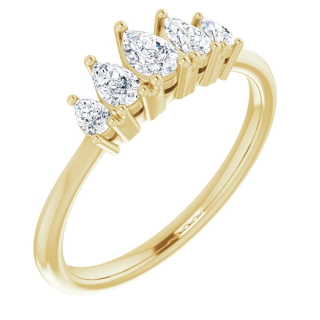 0.83 ct. Pear Cut Diamond Wedding Band 5 Stone Anniversary Ring-VIRABYANI