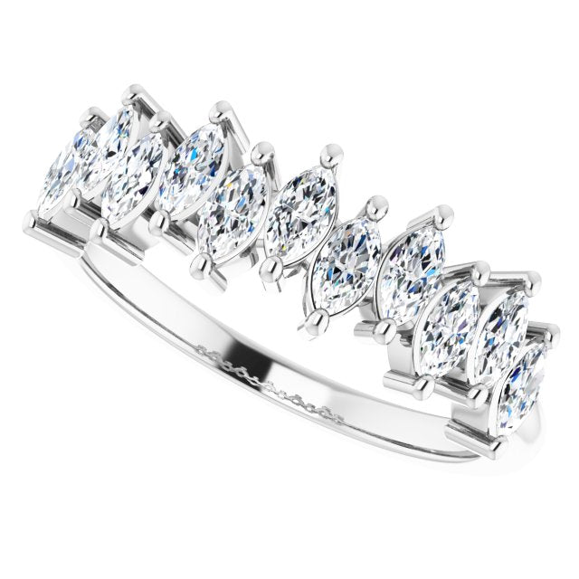 1.10 ct. Marquise Diamond Wedding Band-in 14K/18K White, Yellow, Rose Gold and Platinum - Christmas Jewelry Gift -VIRABYANI