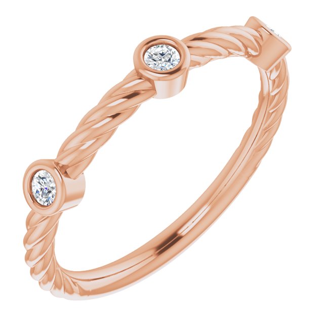 Rope Pattern Wedding Band Round Diamond Anniversary Ring-VIRABYANI