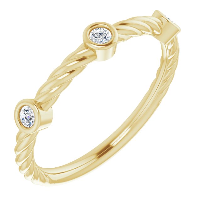 Rope Pattern Wedding Band Round Diamond Anniversary Ring-VIRABYANI