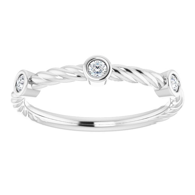 Rope Pattern Wedding Band Round Diamond Anniversary Ring-VIRABYANI