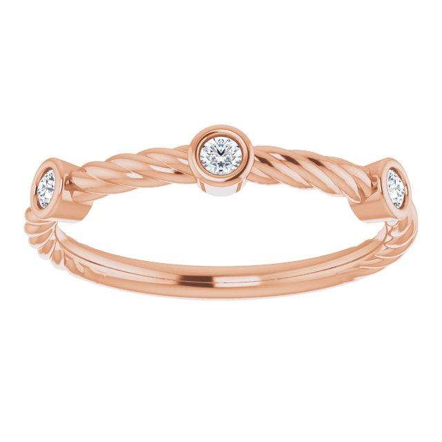 Rope Pattern Wedding Band Round Diamond Anniversary Ring-VIRABYANI