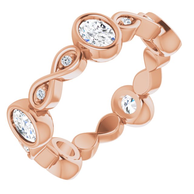 1.14 ct. Oval & Round Diamond Eternity Band Infinity Style Wedding Ring-VIRABYANI