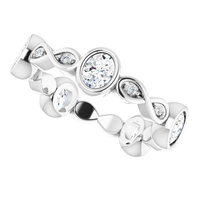 1.14 ct. Oval & Round Diamond Eternity Band Infinity Style Wedding Ring-VIRABYANI
