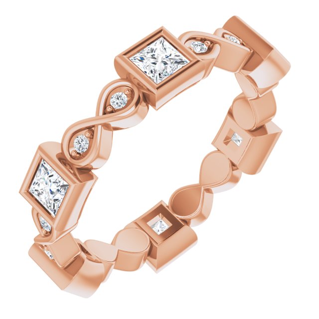 1.18 ct. Bezel Set Princess & Round Diamond Eternity Band-VIRABYANI