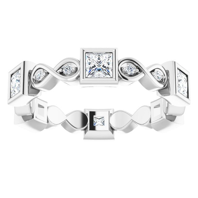 1.18 ct. Bezel Set Princess & Round Diamond Eternity Band-VIRABYANI