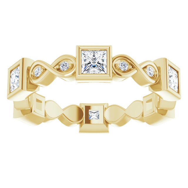 1.18 ct. Princess & Round Diamond Eternity Band-in 14K/18K White, Yellow, Rose Gold and Platinum - Christmas Jewelry Gift -VIRABYANI