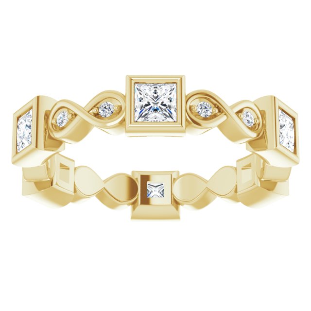 1.18 ct. Bezel Set Princess & Round Diamond Eternity Band-VIRABYANI