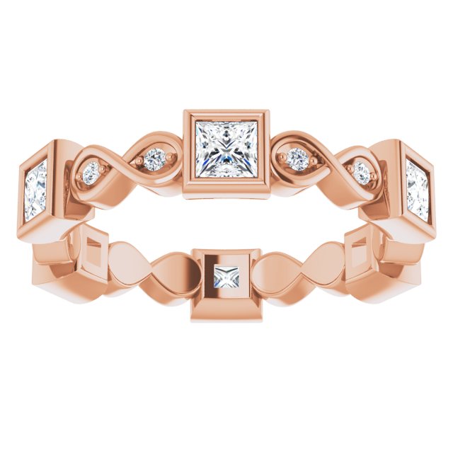 1.18 ct. Bezel Set Princess & Round Diamond Eternity Band-VIRABYANI