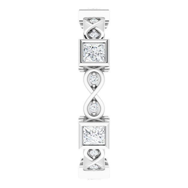 1.18 ct. Princess & Round Diamond Eternity Band-in 14K/18K White, Yellow, Rose Gold and Platinum - Christmas Jewelry Gift -VIRABYANI
