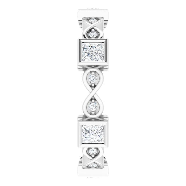 1.18 ct. Bezel Set Princess & Round Diamond Eternity Band-VIRABYANI
