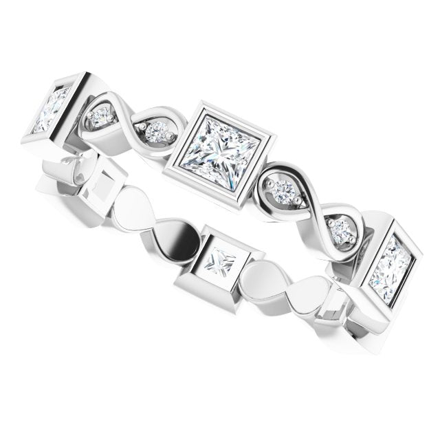 1.18 ct. Bezel Set Princess & Round Diamond Eternity Band-VIRABYANI