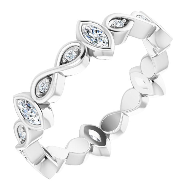 0.70 ct. Bezel Set Marquise & Round Diamond Infinity Design Eternity Band-in 14K/18K White, Yellow, Rose Gold and Platinum - Christmas Jewelry Gift -VIRABYANI