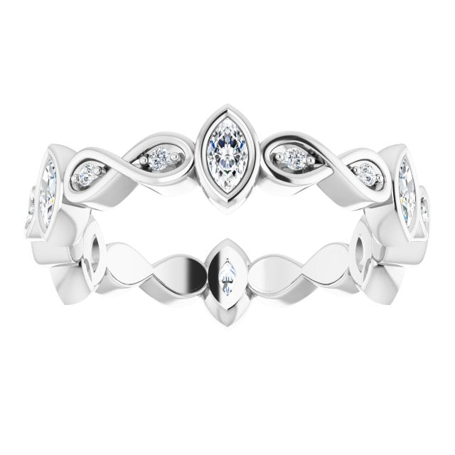 0.70 ct. Bezel Set Marquise & Round Diamond Infinity Design Eternity Band-in 14K/18K White, Yellow, Rose Gold and Platinum - Christmas Jewelry Gift -VIRABYANI