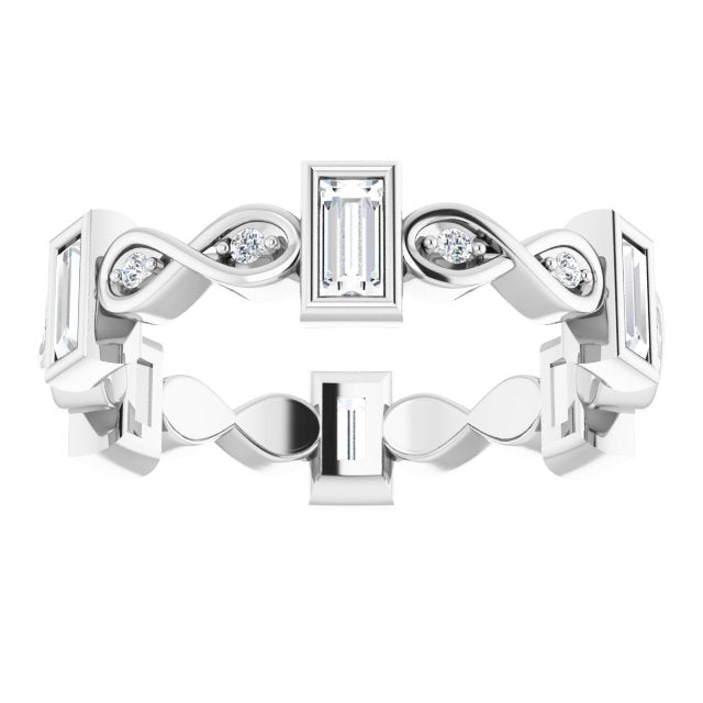 0.94 ct. Bezel Set Baguette & Round Diamond Infinity Design Eternity Band-VIRABYANI