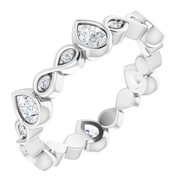 1.36 ct. Bezel Set Pear And Round Diamond Eternity Band-VIRABYANI