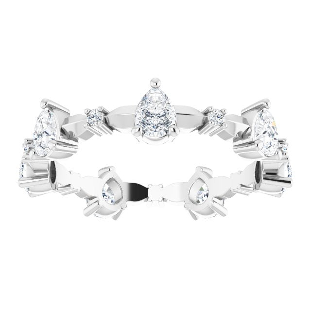 1.54 ct. Pear Diamond Eternity Band-in 14K/18K White, Yellow, Rose Gold and Platinum - Christmas Jewelry Gift -VIRABYANI