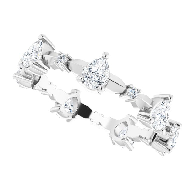 1.54 ct. Pear Diamond Eternity Band Stackable Ring-VIRABYANI