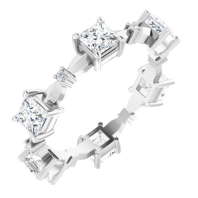 1.80 ct. Princess & Round Diamond Eternity Band-in 14K/18K White, Yellow, Rose Gold and Platinum - Christmas Jewelry Gift -VIRABYANI