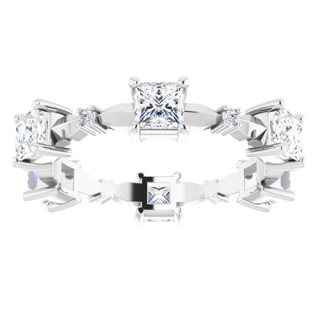1.80 ct. Princess & Round Diamond Eternity Band-in 14K/18K White, Yellow, Rose Gold and Platinum - Christmas Jewelry Gift -VIRABYANI