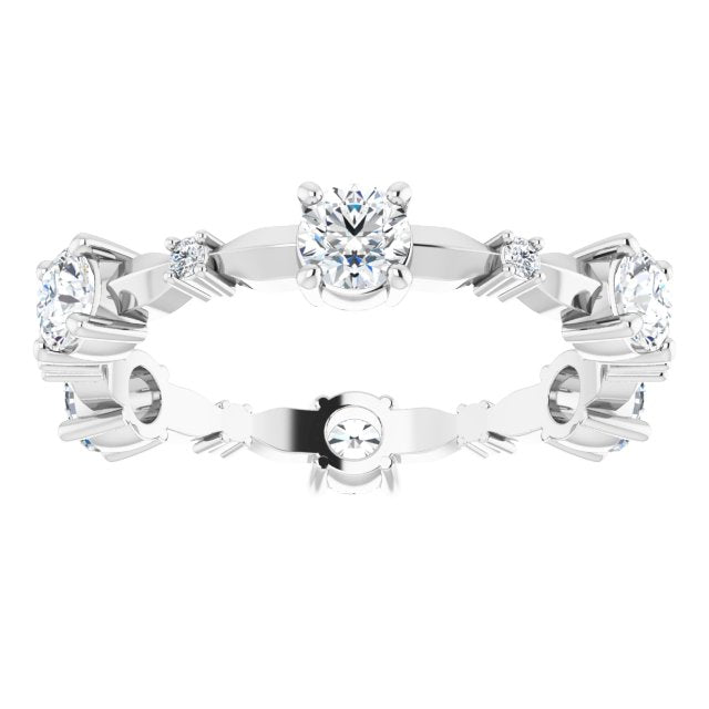 1.05 ct. Round Diamond Eternity Band Prong Set Diamond Ring-VIRABYANI
