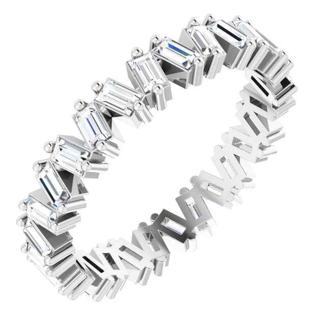 1.30 ct. Straight Baguette Diamond Eternity Band Stackable Diamond Ring-VIRABYANI