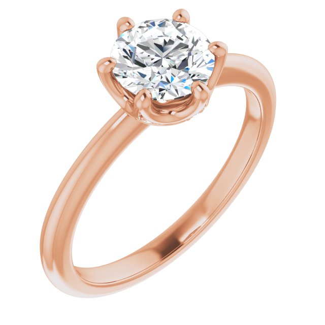 0.03 ctw Side Diamond Round Cut Solitaire Engagement Ring-in 14K/18K White, Yellow, Rose Gold and Platinum - Christmas Jewelry Gift -VIRABYANI