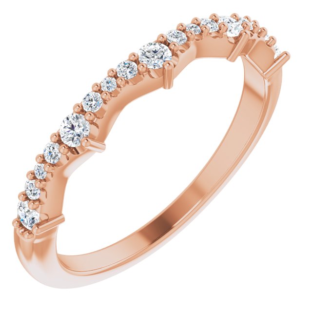 Round Diamond Wedding Band With Curves-VIRABYANI