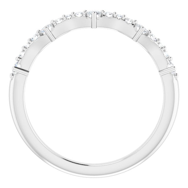 Round Diamond Wedding Band With Curves-VIRABYANI