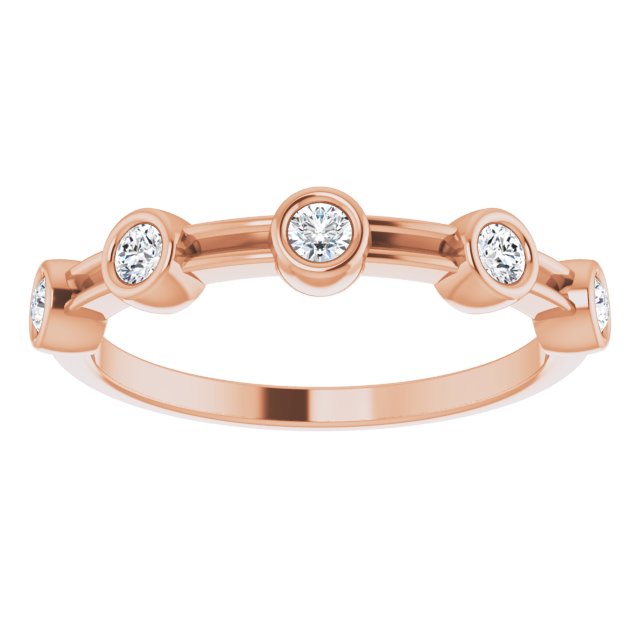 Bezel Set Round Diamond Wedding Band 5 Stone Anniversary Ring-VIRABYANI